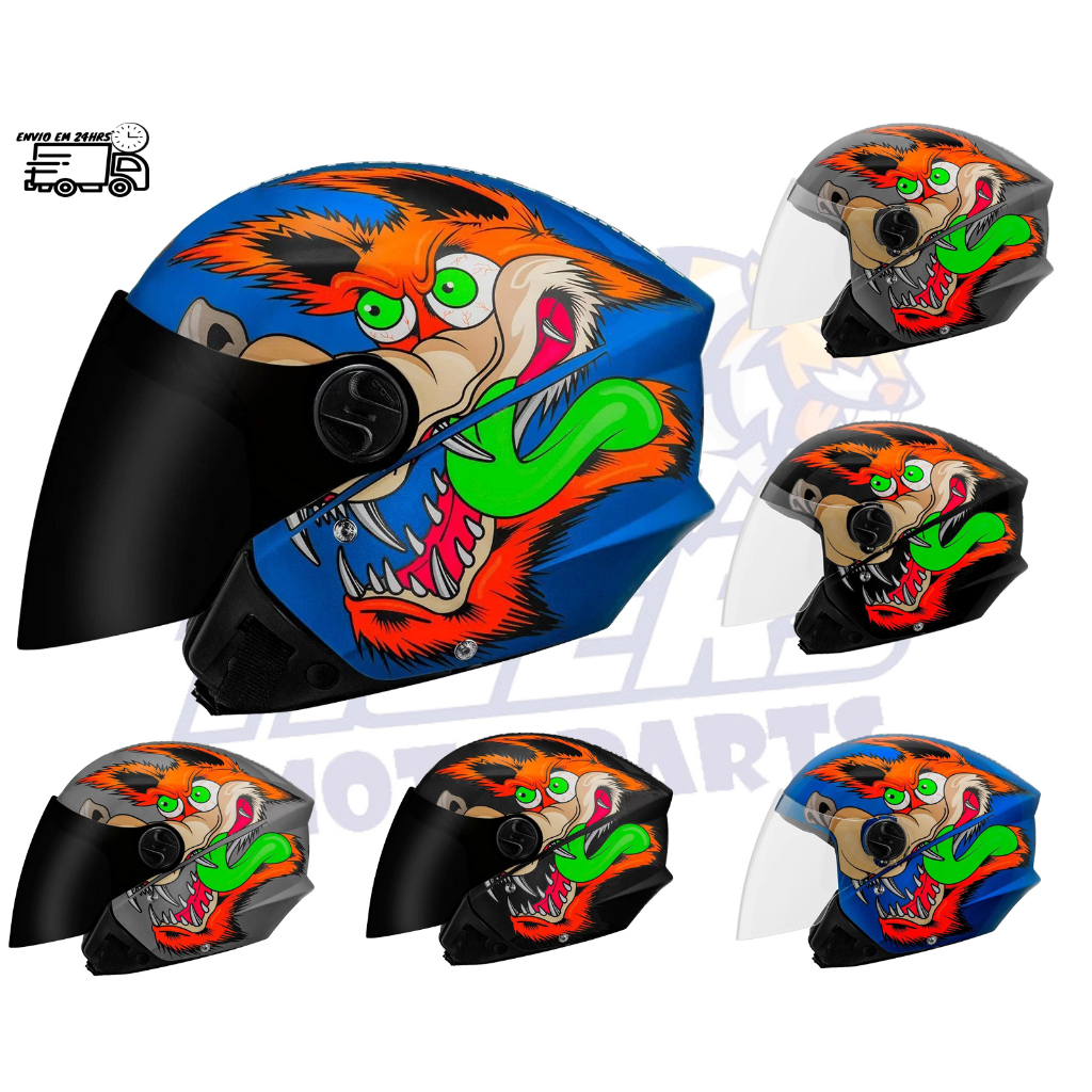 Capacete Aberto Liberty Three Pro Tork Coiote Viseira Cristal Viseira Fume