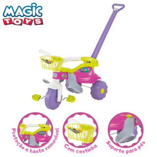 Motoca Triciclo Magic Toys Tico Tico Suporte Pés Brinquedo - Rosa - Rosa