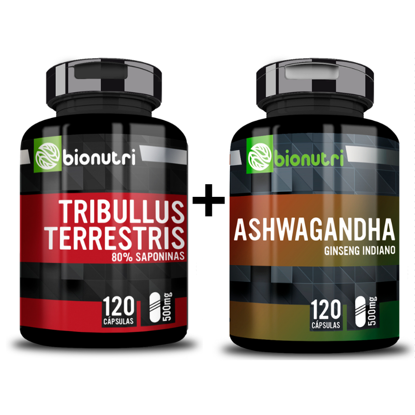 Kit Tribullus 80% Sapon. + Ashwaganda Ginseng Indiano 120 Cápsulas - Bionutri