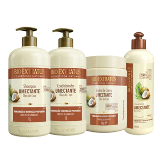Kit Bio Extratus Umectante Shampoo, Condicionador, Banho de Creme 1L e Finalizador 500g