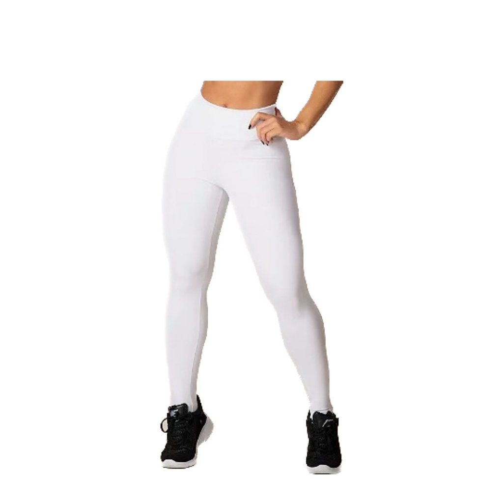 Calça Legging Skinny Branca Jeans Fake com Bolso Suplex Cos Alto Enfermagem  Esteticista