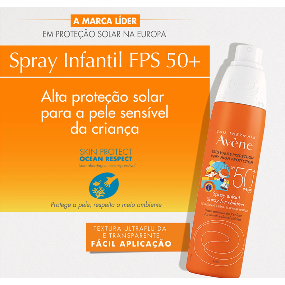 Protetor solar infantil avène fps 50 spray 200ml | Shopee Brasil
