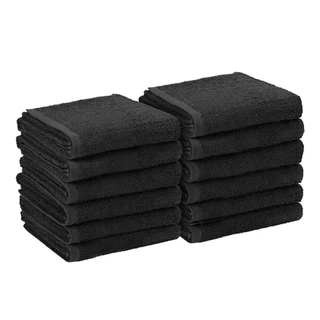 Kit 5 Panos De Prato Liso Preto Atoalhado Felpudo Gourmet Cozinha Com Bainha Grosso 100% Algodão