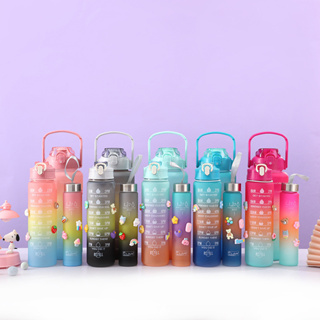 Kit da Garrafa de Água Squeeze Motivacional Com Adesivos 300ML+900ML+2000ML