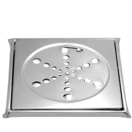 Ralo Grelha Tampa Quadrado 10x10 Inox Rotativo Com caixilho