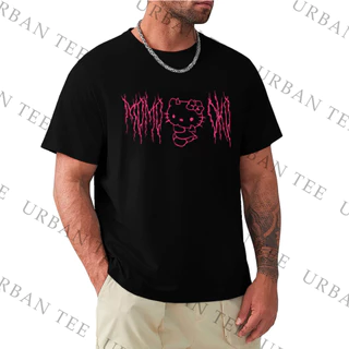 Camiseta Camisa Algodao Hello Kitty Fofa Escrita Gotica Punk Unissex