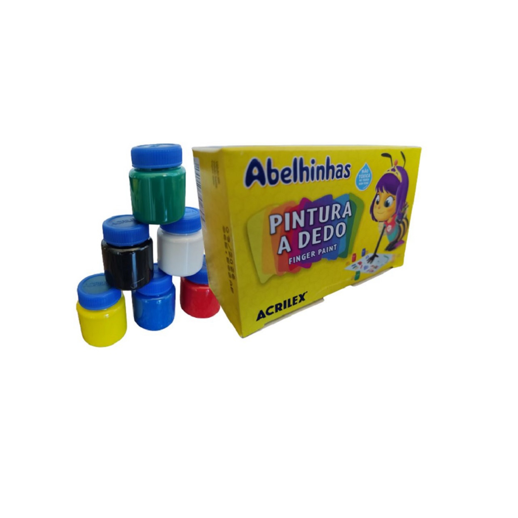 Tinta Para Criança fazer Pintura a Dedo Acrilex 6 cores Abelhinhas ...