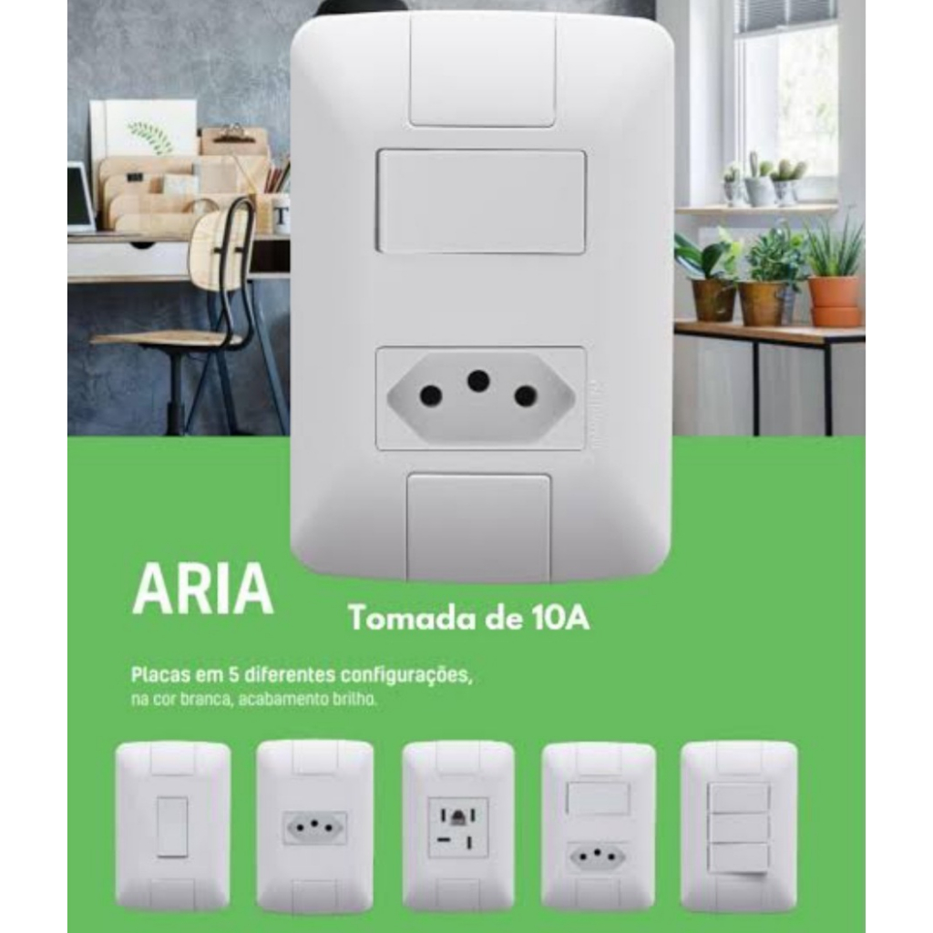 Kit 10 Conjunto Tomada e Interruptor Tramontina Aria | Shopee Brasil
