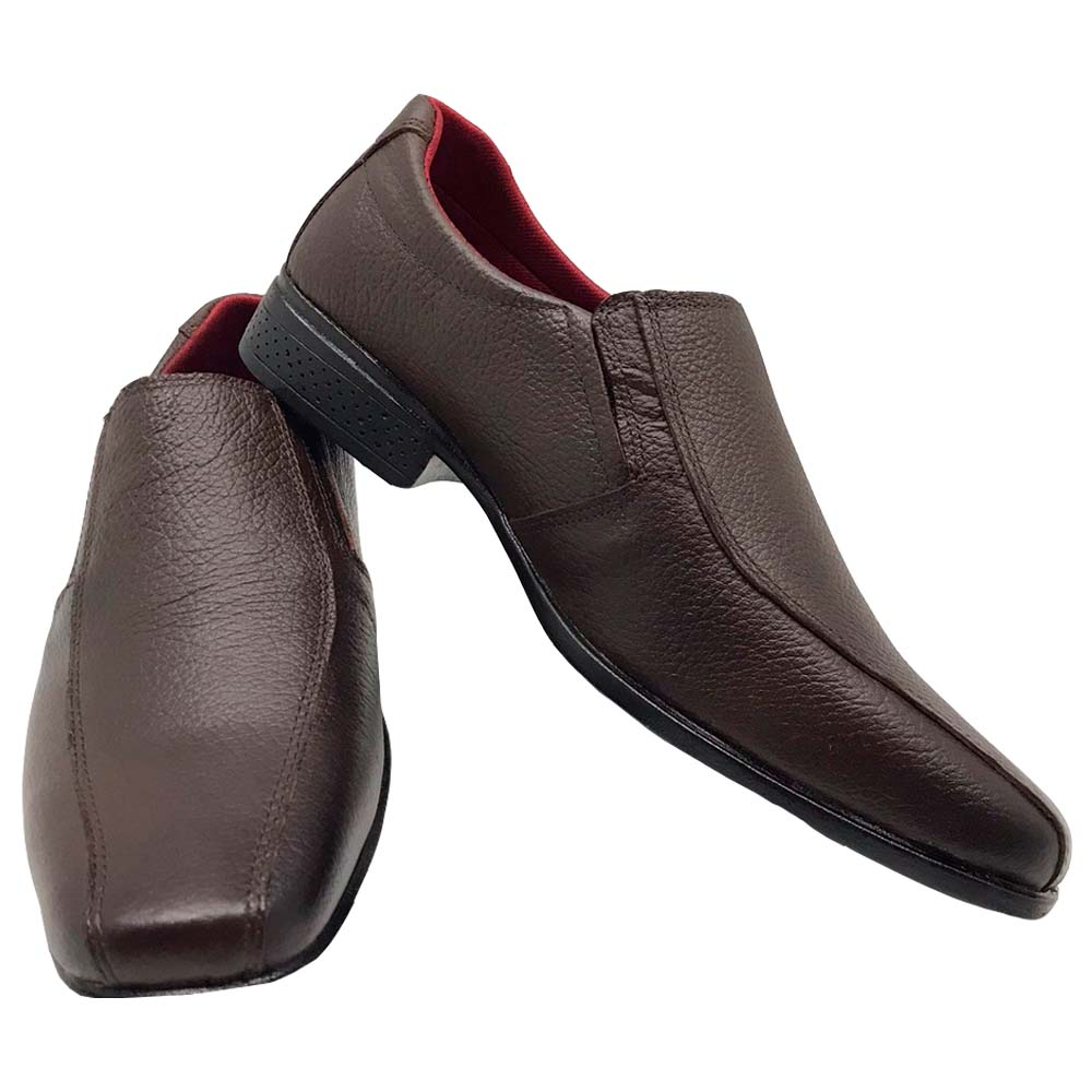 Sapato Social Courino Masculino Marrom Confortável Estilo S/ Cadarço