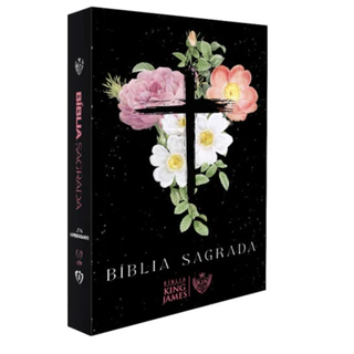 Bíblia Sagrada | King James Atualizada | Capa Dura | Letra Hipergigante | Flores Cruz