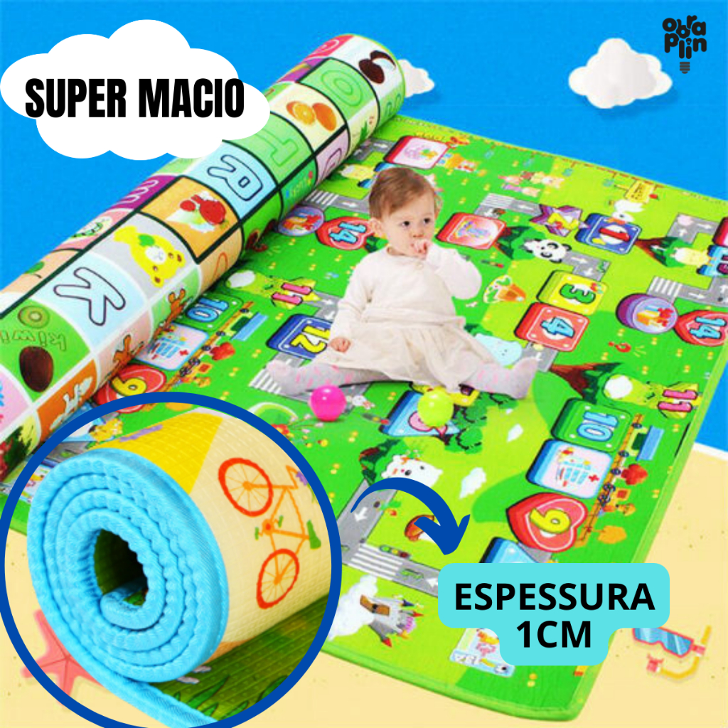 Tapete Termico Emborrachado Infantil Para Atividades Educativo Dobravel Tatame Bebê