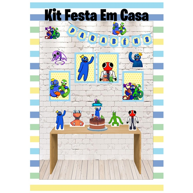 Kit Festa Decoração Rainbow Friends Azul Babão Só Um Bolinho