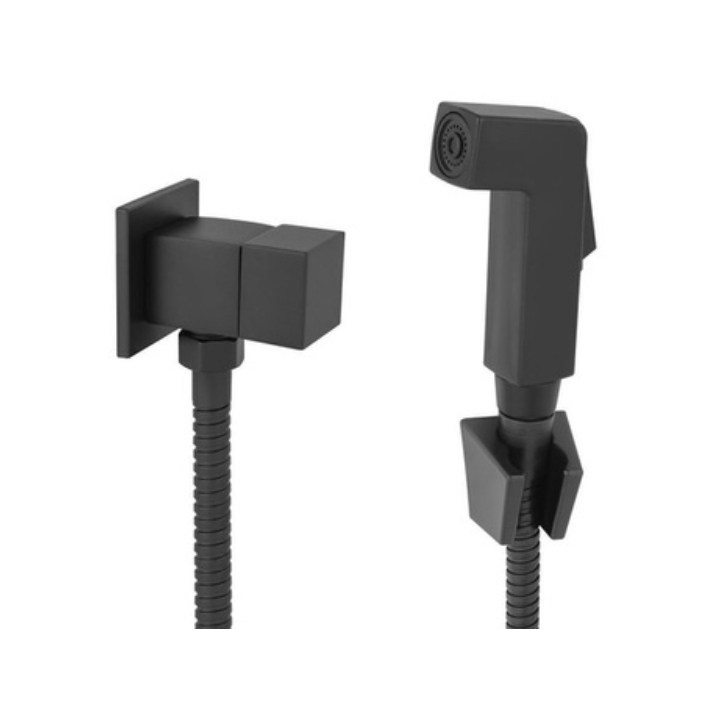 Ducha Higienica Preto Fosco Quadrada 100% Metal Lavabo Luxo