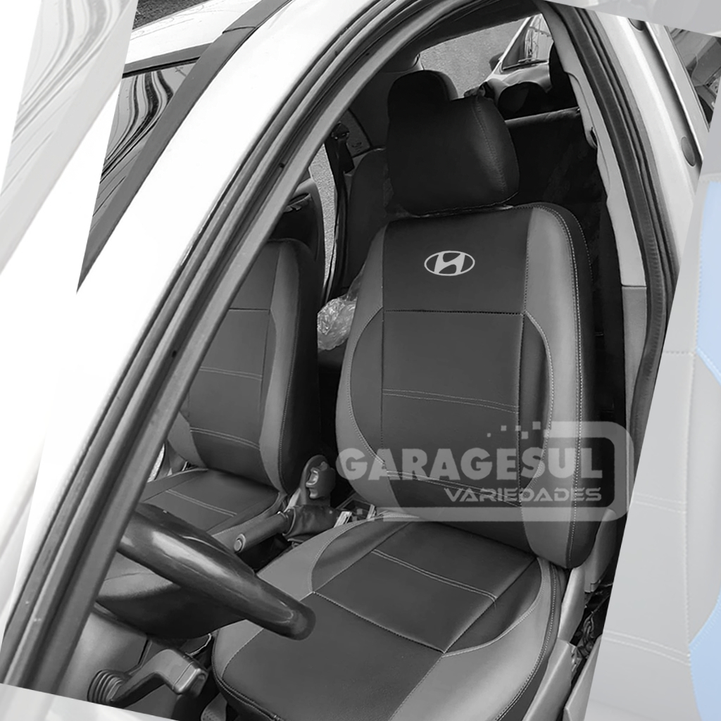 Capas De Bancos Automotivos Em Couro Preto E Cinza Sob Medida Hyunda Hb20 2012 A 2023 Shopee 0789