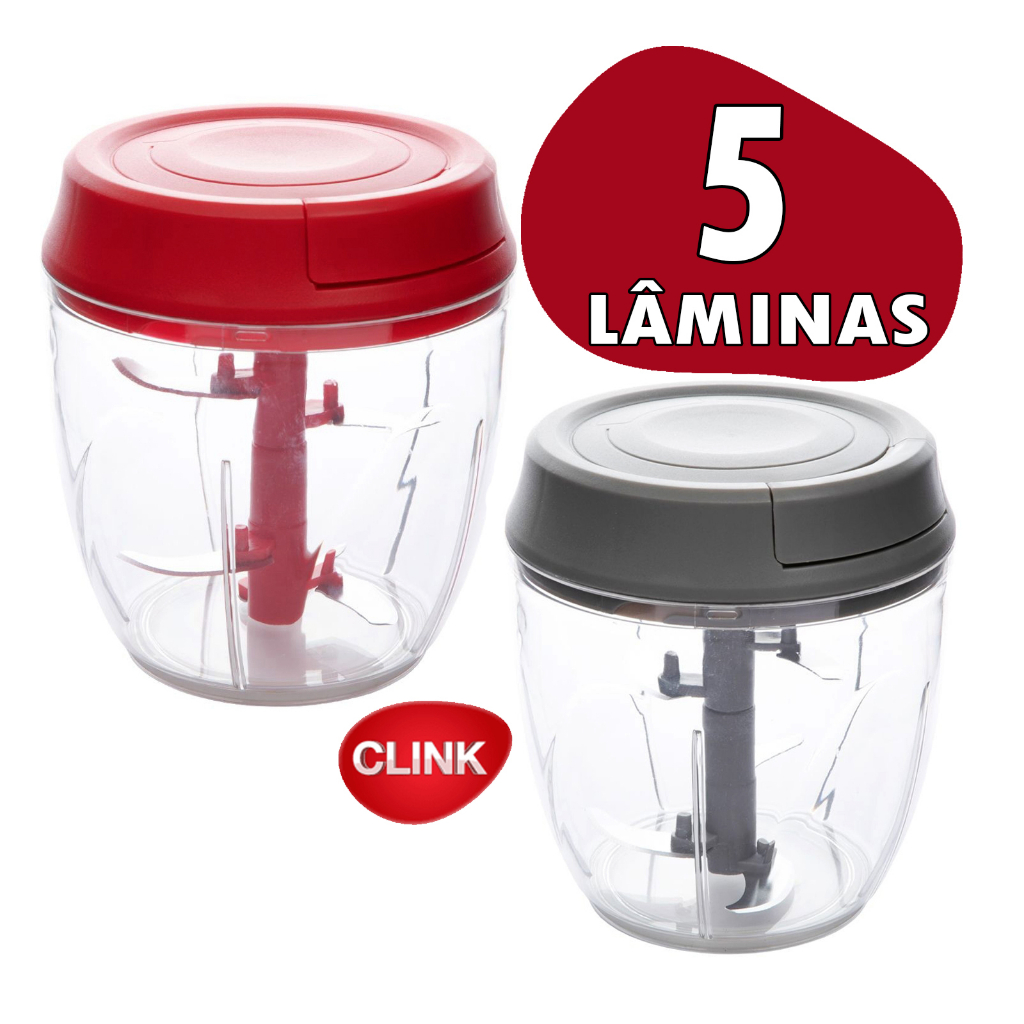 Processador Triturador Manual Alimento 5 Lâminas 900ml