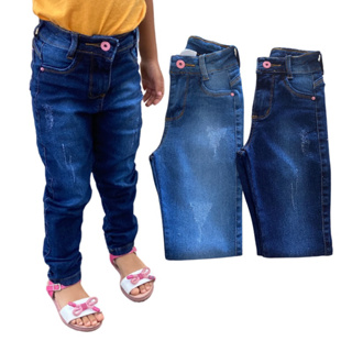 Calça Jeans Reta Infantil Menina Estampada - Tam. 4 à 8 Anos - lojasbesni