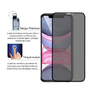 KIT 2 Película de Privacidade Protetora iPhone 13 mini de Vidro 3D Privativa Proteção Anti Espião