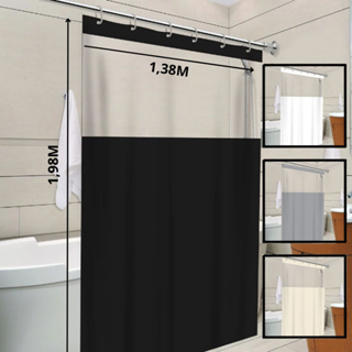 Cortina de Box Banheiro Com Visor Transparente Antimofo Em PVC