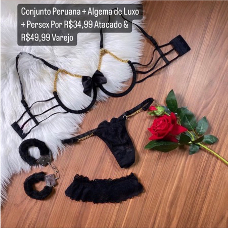 Conjunto Sexy - Conjunto de Luxo + algema + Persex