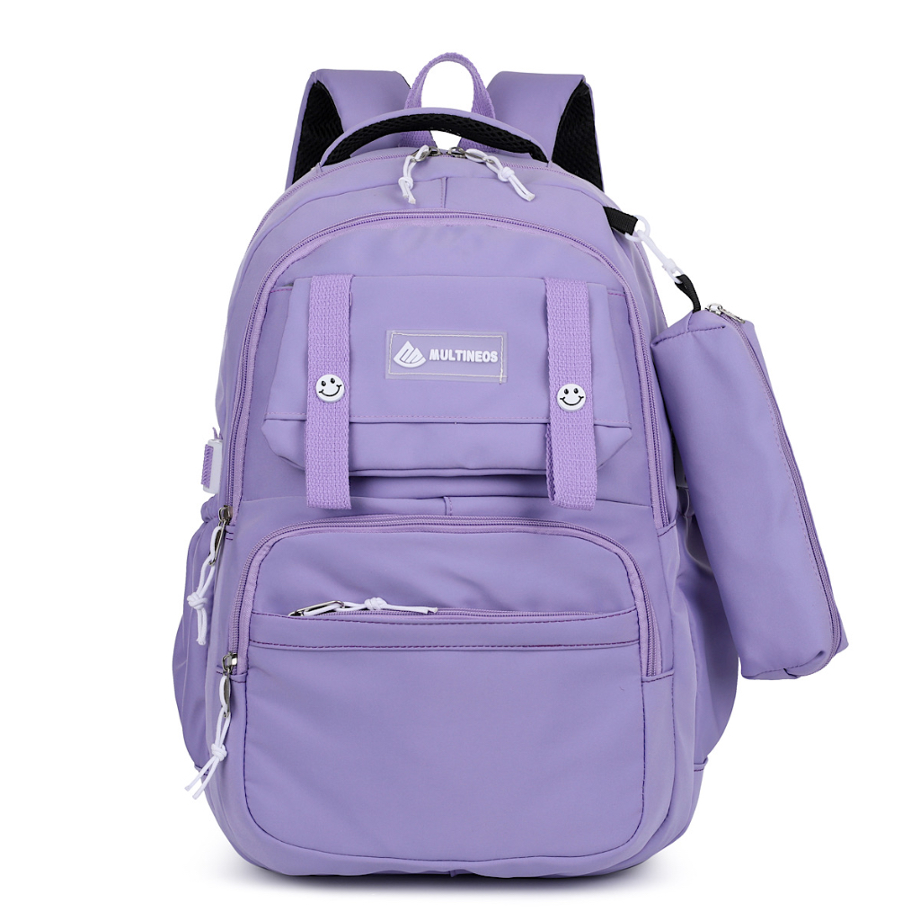 Mochila Escolar Com Estojo De Grande Capacidade Para Estudante Feminina Nylon Impermeavel