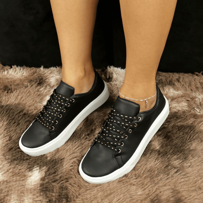 Tenis feminino store preto cano baixo