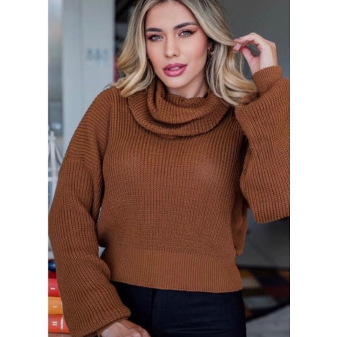Blusa gola Boba Tricot moda Feminina | Shopee Brasil