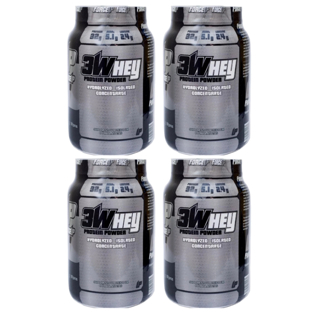 Kit 04 Whey Protein 3w Com 32g Proteina Force Up Envio Imediato