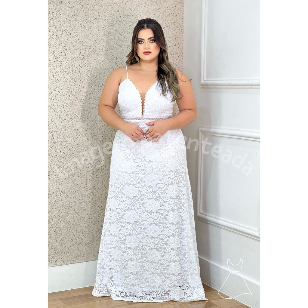 White lace maxi hot sale dress plus size