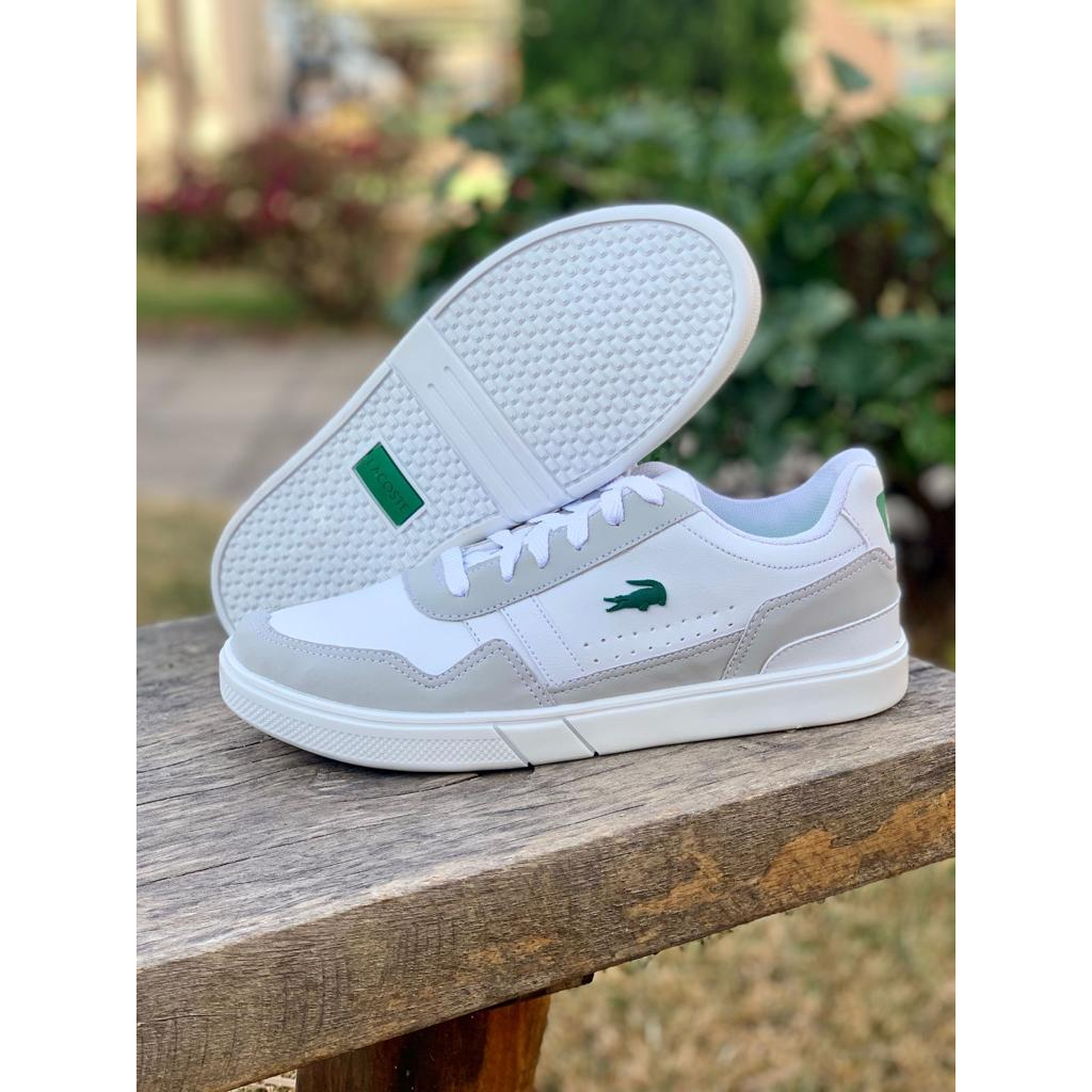 Lacoste Tênis infantil Game Advance em couro - Branco+Verde