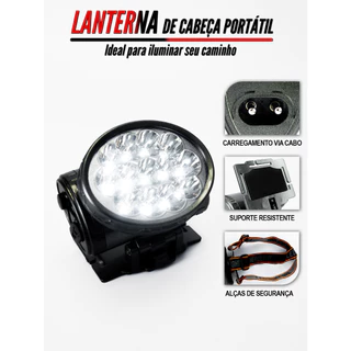 Lanterna recarregável com faixa ajustável