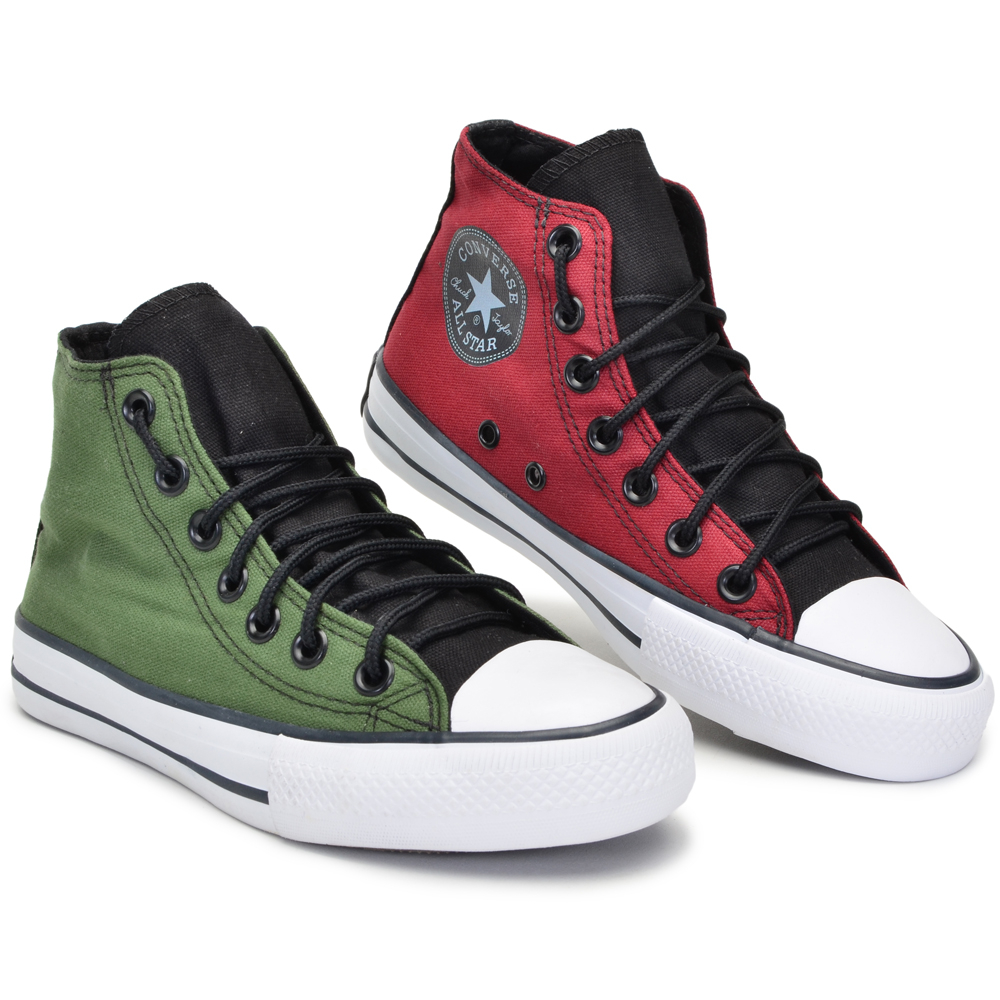 Tênis All star cano alto lona verde e bordô