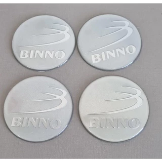 JOGO COM 4 EMBLEMAS LOGO ADESIVO RODA BINNO 55MM PRATA RESINADO ( 855003)