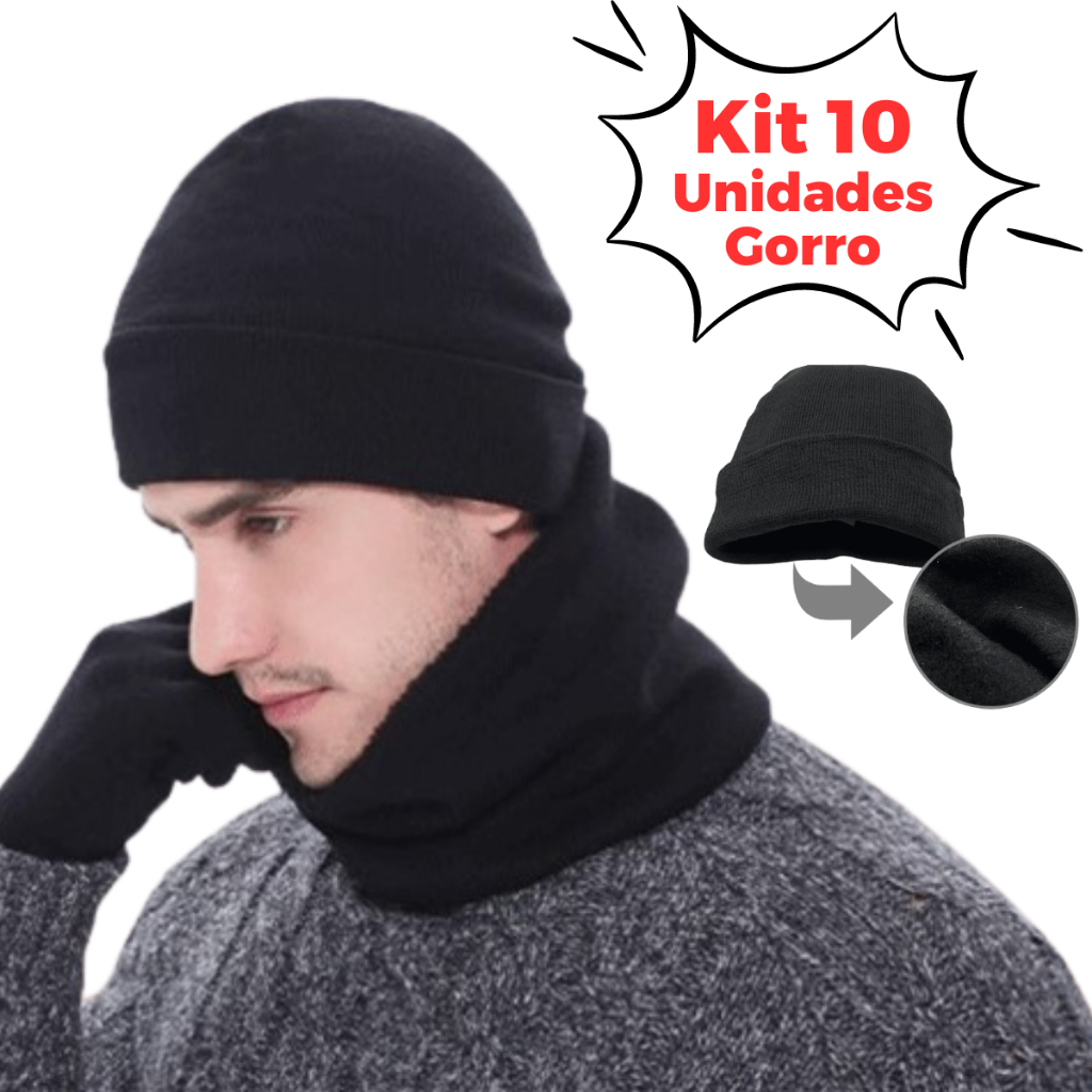 Toca de lã gorro unissex com pompom preto e branco xadrez