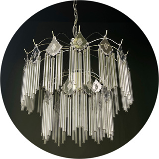 Lustre De Vidro Para Sala/quarto Base Cromada - Promoçaõ