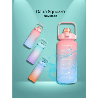 Garrafa Squeeze De Água 2 litros Fitness Motivacional TIE DYE Cores com Canudo e adesivos para personalizar Prova de Vazamento, Livre de BPA e Reutilizável para Esportes