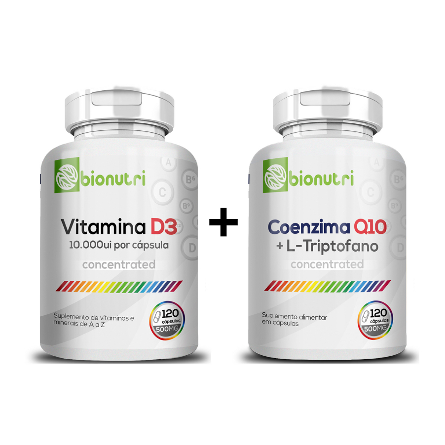 Kit Vitamina D3 + Coenzima Q10 C/ L-Triptofano 120 Cápsulas - Bionutri ...