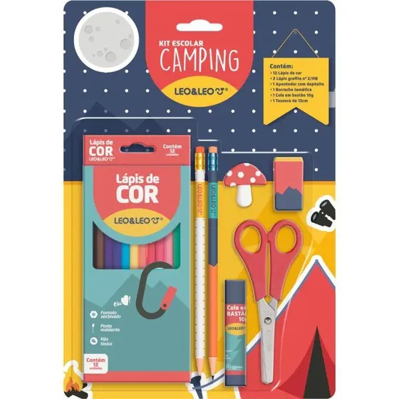 Kit Material Escolar Completo Infantil Camping Acampamento Lápis ...