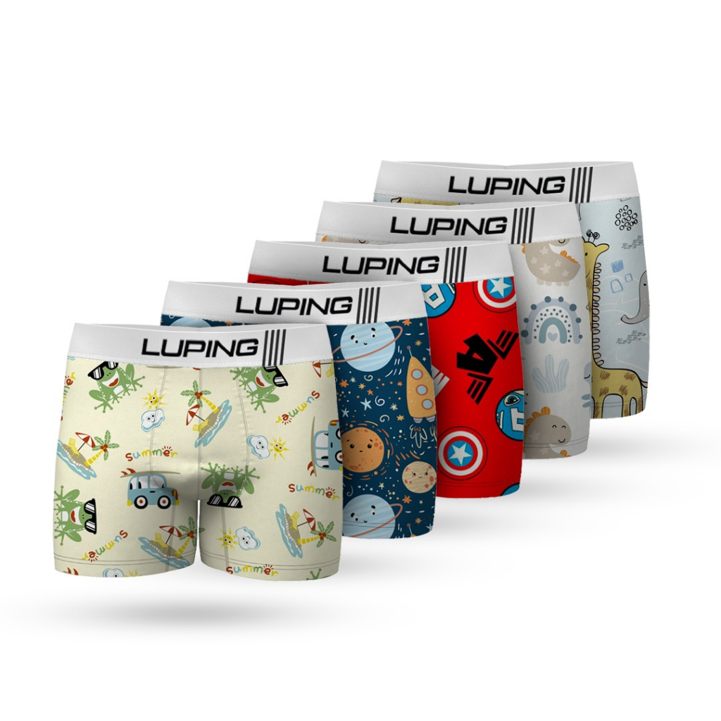 Kit 10 Cuecas Infantil Lisas E Estampadas Boxer Masculina Menino Premium Com Elástico Luping
