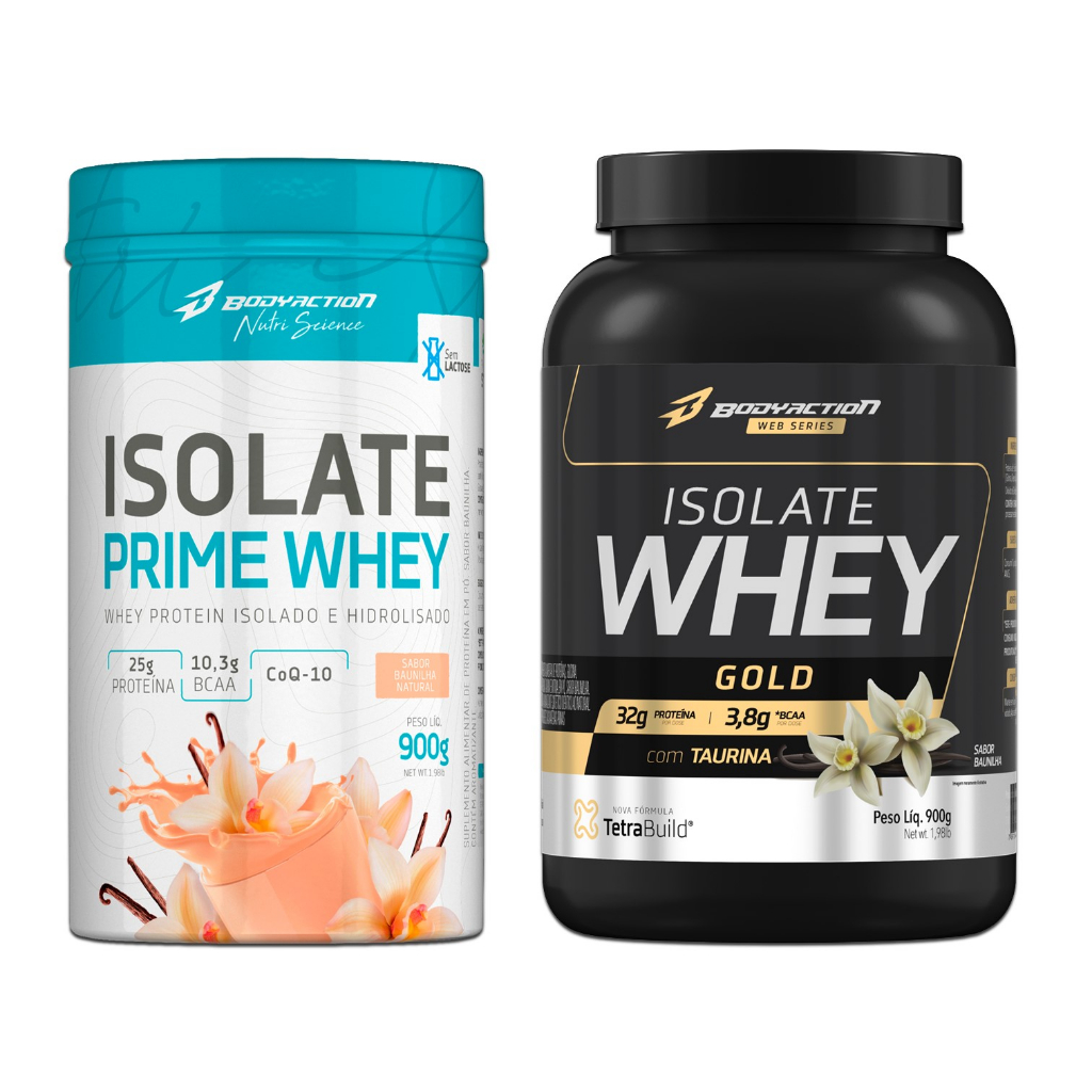 Isolate Prime Whey 900g Sem Lactose + Whey Isolado Isolate Gold 900g Bodyaction