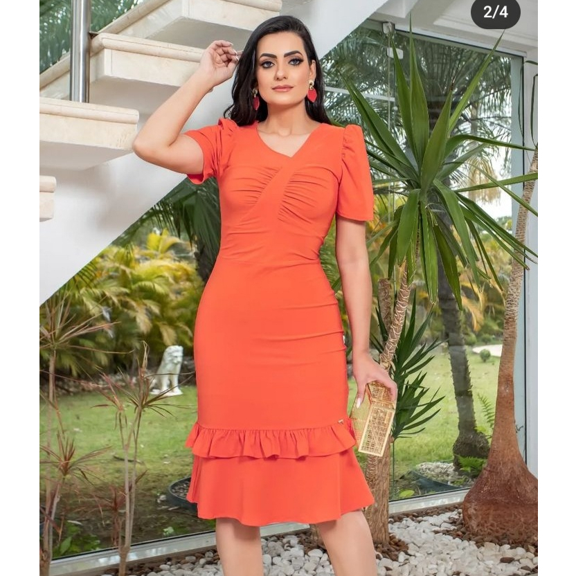 Vestido Feminino Peplum Alfaiataria Moda Evangélica Ópera Fashion