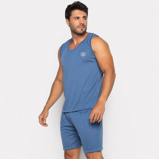 Pijama Masculino Curto Regata Short Adulto Verão 007 em Oferta na Shopee