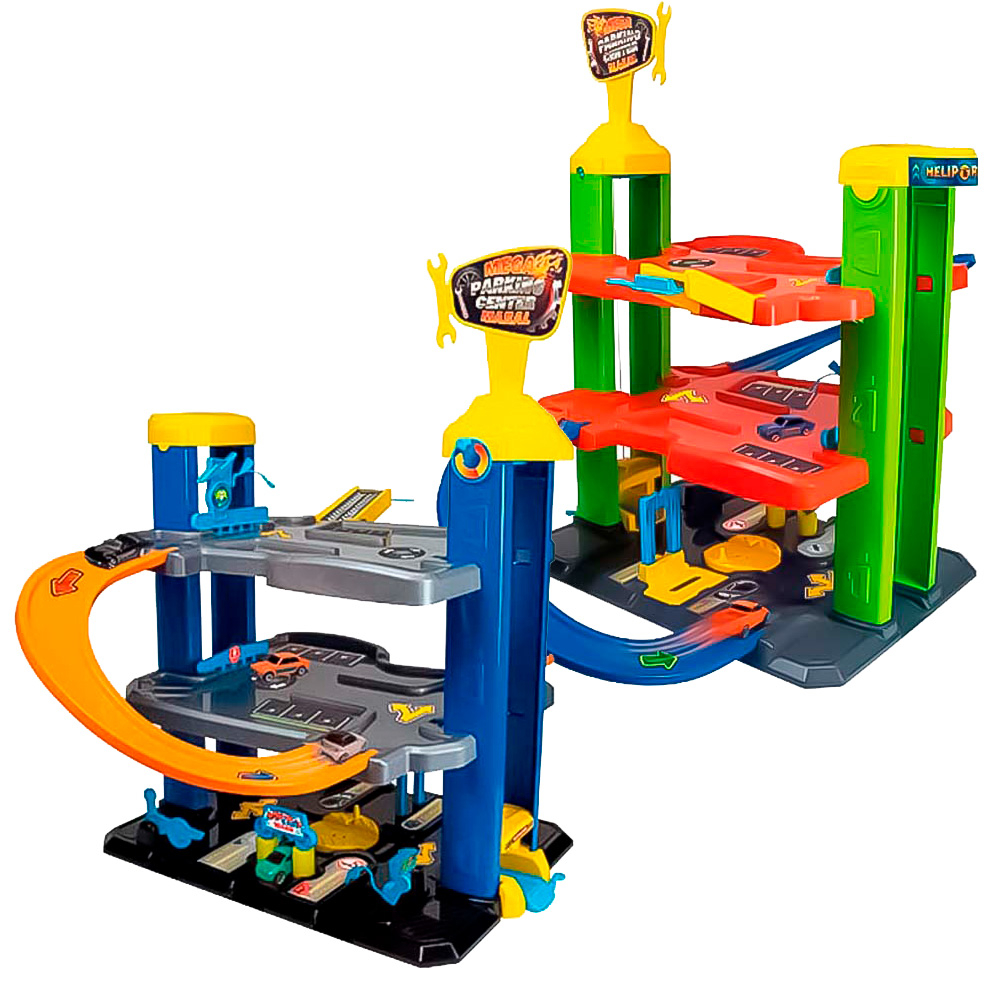 Pista Brinquedo Infantil Mega Parking Center 3 Niveis Elevador Rampas ...