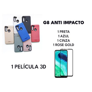 kit para celular motorola moto G8 com capa anti impacto e película de vidro temperado 3D 9D 5D