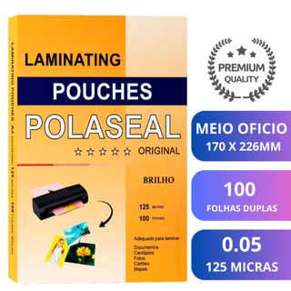 Polaseal Meio Oficio 170x226 - 100 Folhas - Plástico para Plastificação Pouch Film - 125 Micras em Oferta na Shopee