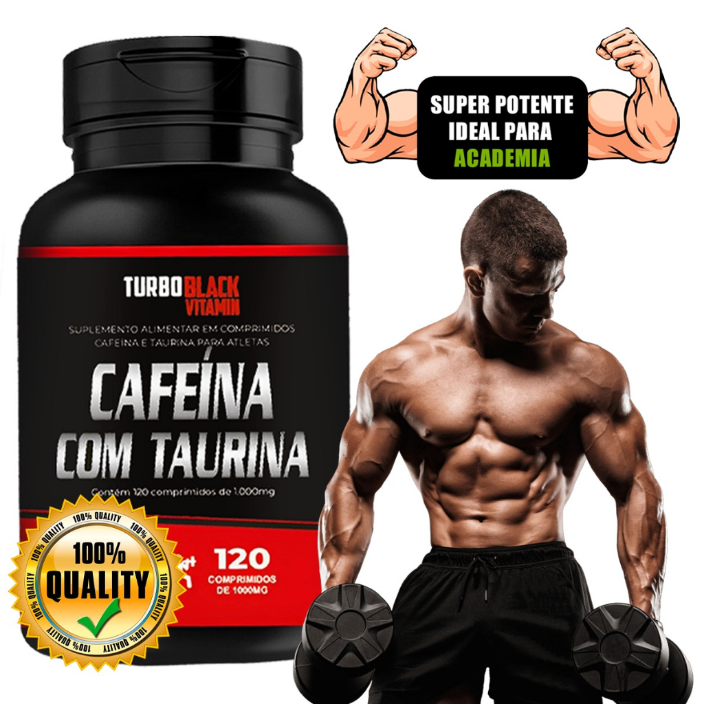 Cafeína Com Taurina Unissex Turbo Black 120 Comprimidos 1000 Mg