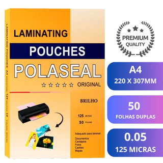 Plástico Para Plastificação Polaseal A4 0.05 Pouch Film 125 micras 50 Folhas 220x307 em Oferta na Shopee