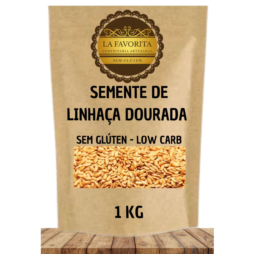 Sementes de Linhaça Dourada, embalagem com 1 KG, SEM GLÚTEN, Alta Qualidade, 100% Pura