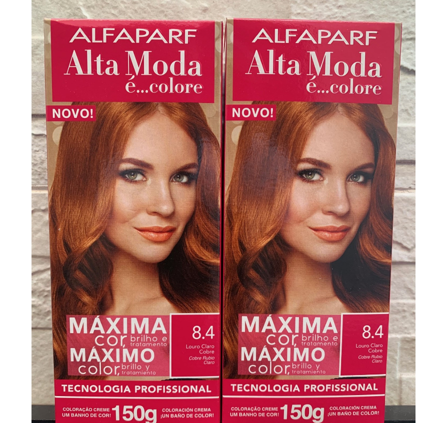Kit Tintura Alta Moda 2 und Cor 8.4 Louro Claro Cobre 150g Alfaparf ...