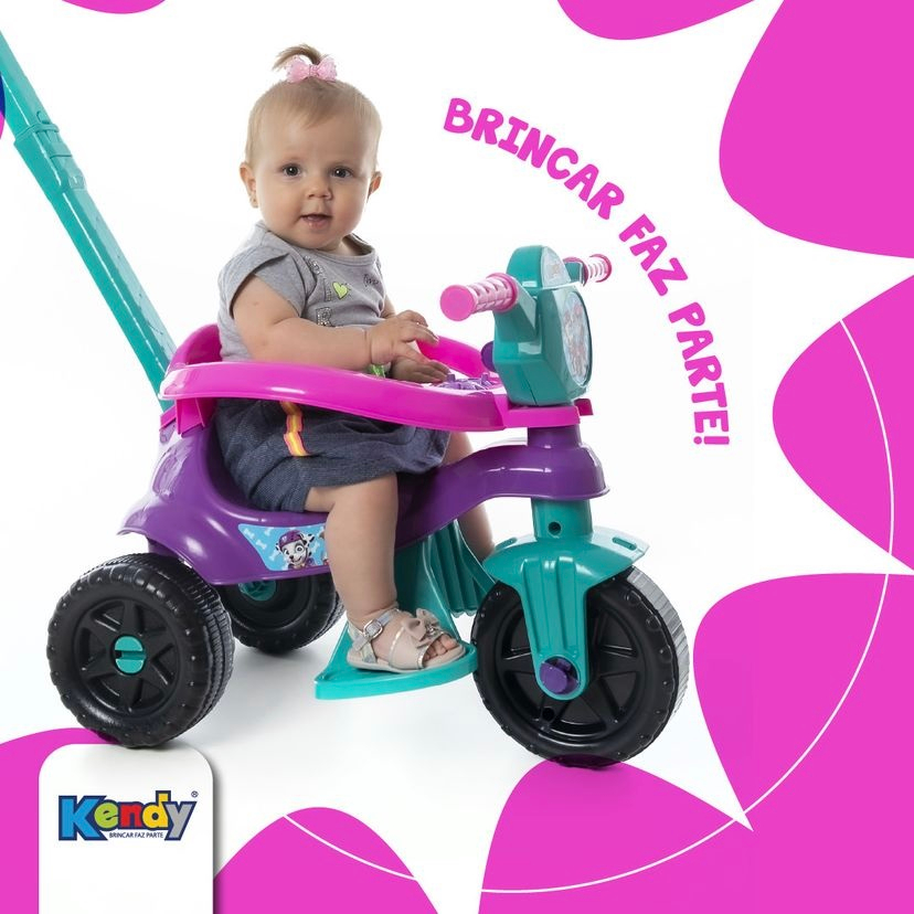 Triciclo Velotrol Infantil Motoca Totoca Baby Dog Roxo Kendy