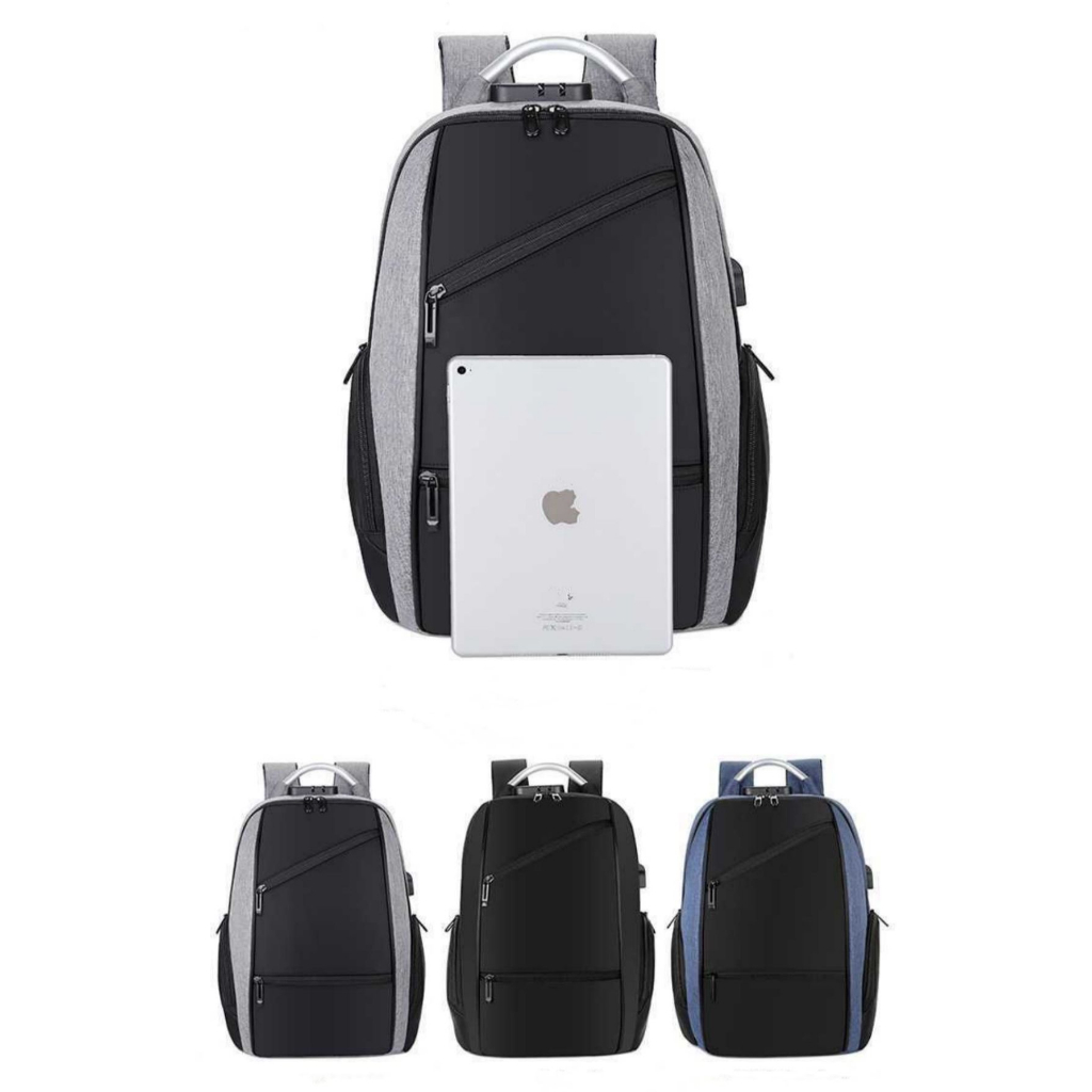 Mochila Anti Furto Alça Reforçada Impermeável Notebook Cadeado Saida Cabo Aux Usb Fone Ouvido